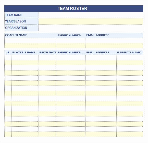 10 Sample Roster Templates for Free Download