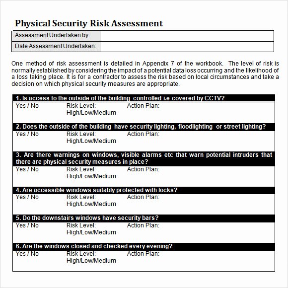 10 Sample Security Risk assessment Templates – Pdf Word