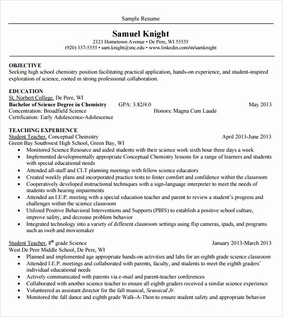 teacher resume template