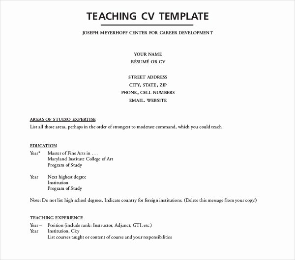10 Sample Teaching Curriculum Vitae Templates Pdf Doc