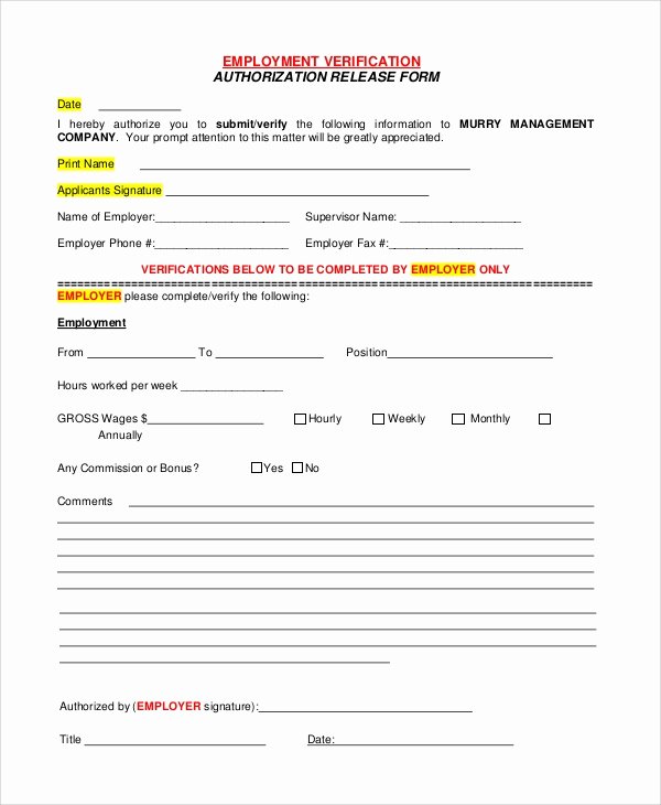 10 Sample Verification Of Employment forms