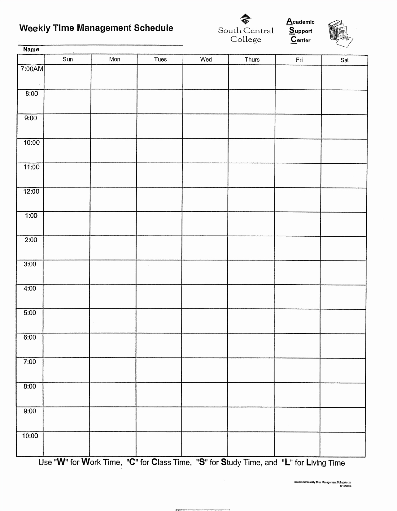 10 Time Schedule Template