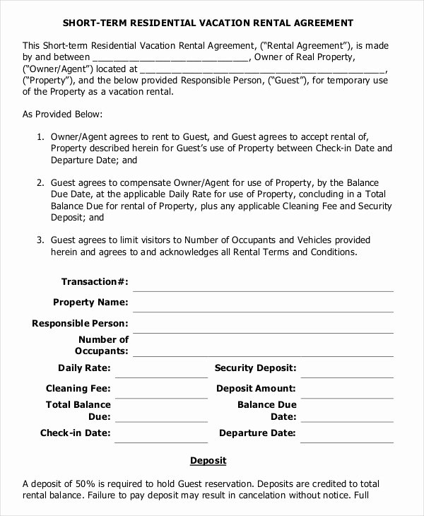10 Vacation Rental Agreement – Free Sample Example