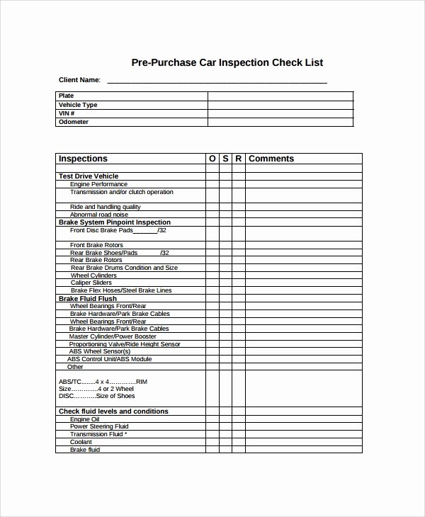 10 Vehicle Inspection Checklist Templates – Pdf Word