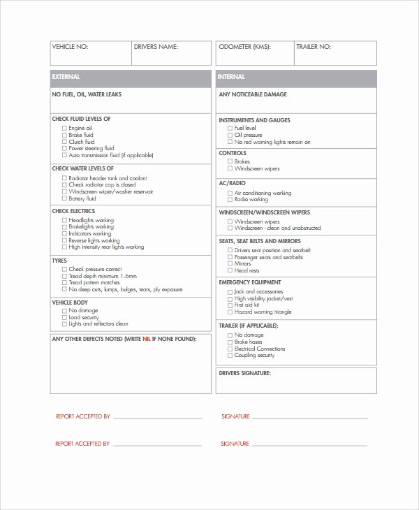 10 Vehicle Inspection Checklist Templates – Pdf Word