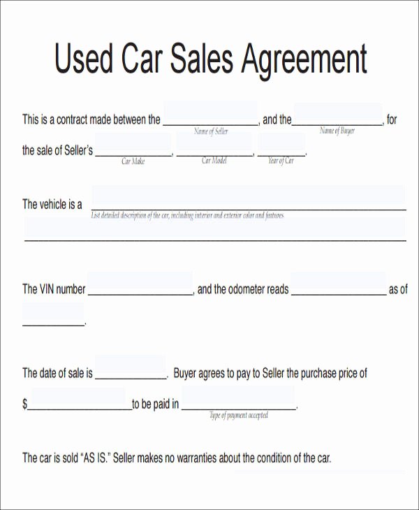 10 Vehicle Sales Agreement Samples