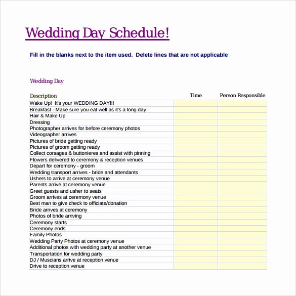 10 Wedding Schedule Samples