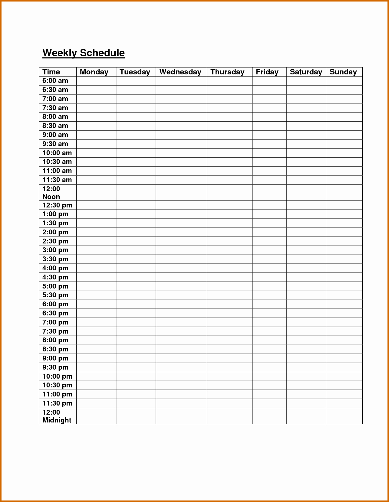 10 Weekly Class Schedule Template Printable