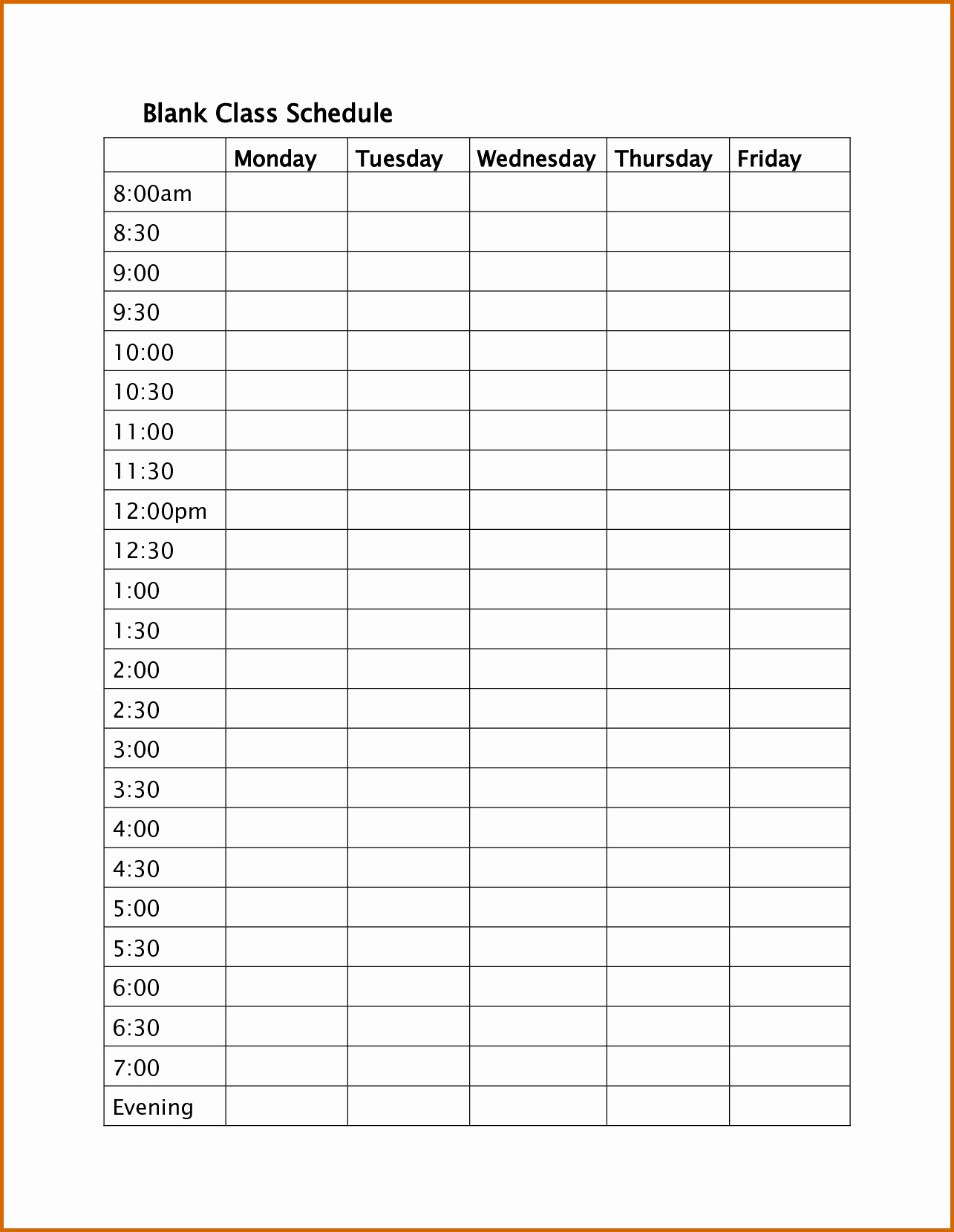 10 Weekly Class Schedule Template Printable