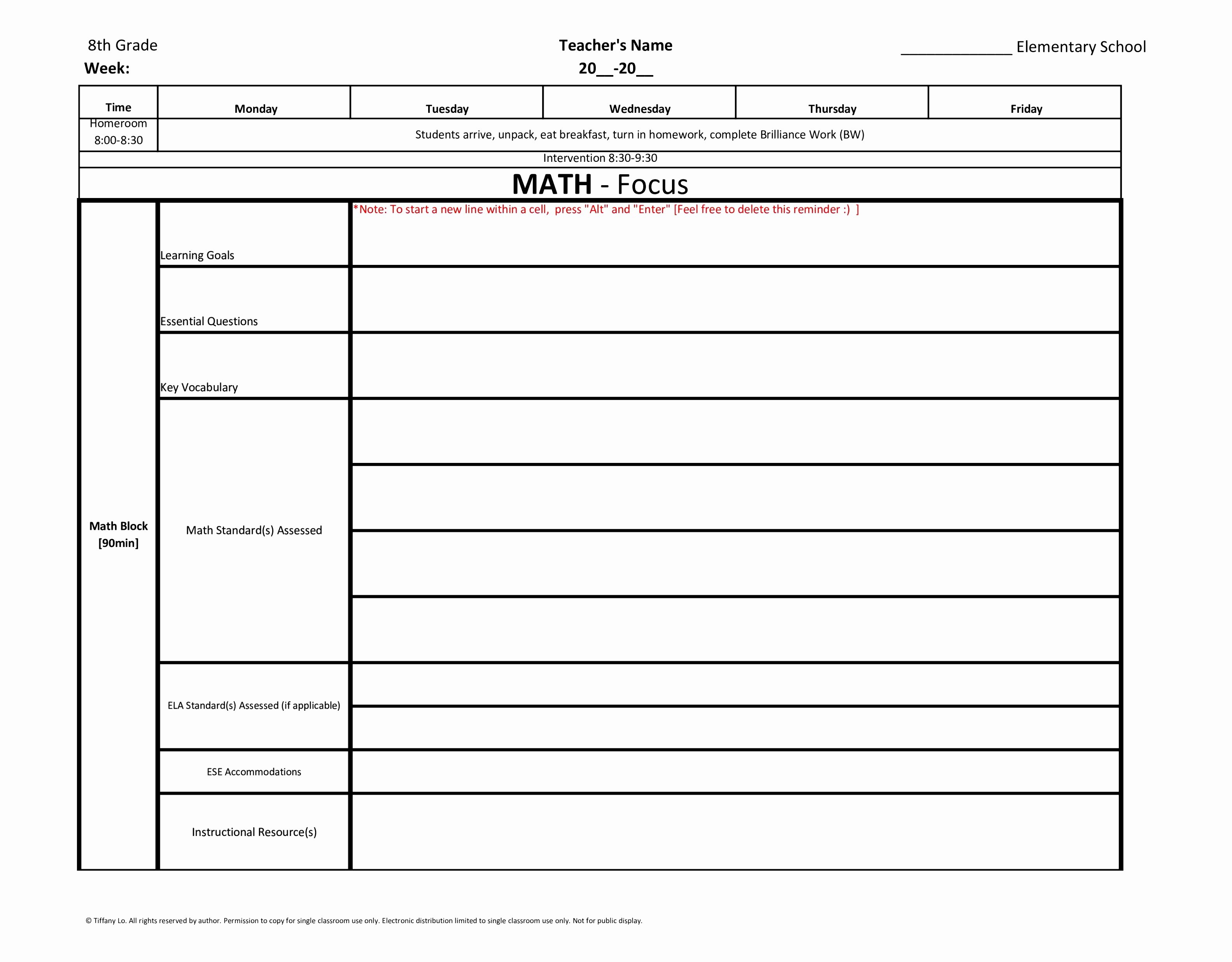 10 Weekly Lesson Plan Templates for Elementary Teachers