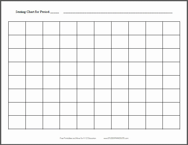 10x8 Horizontal Classroom Seating Chart Template Free