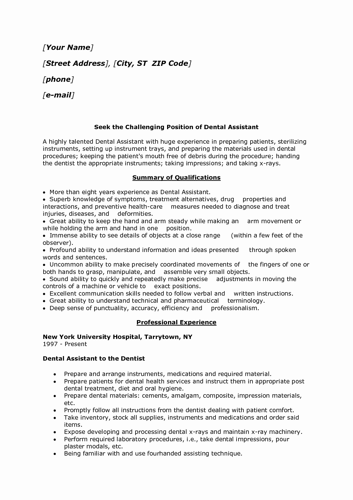 11 best dental assistant resume