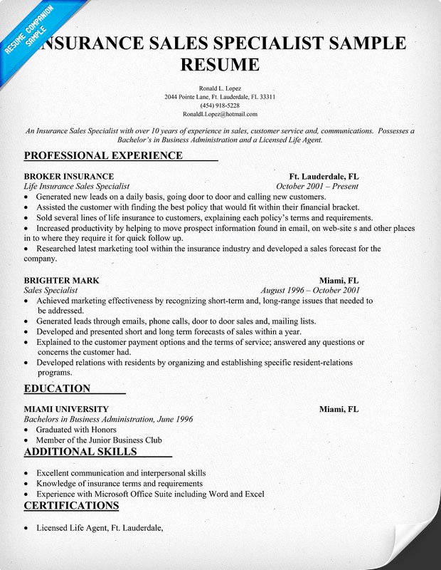 p independent insurance agent resume