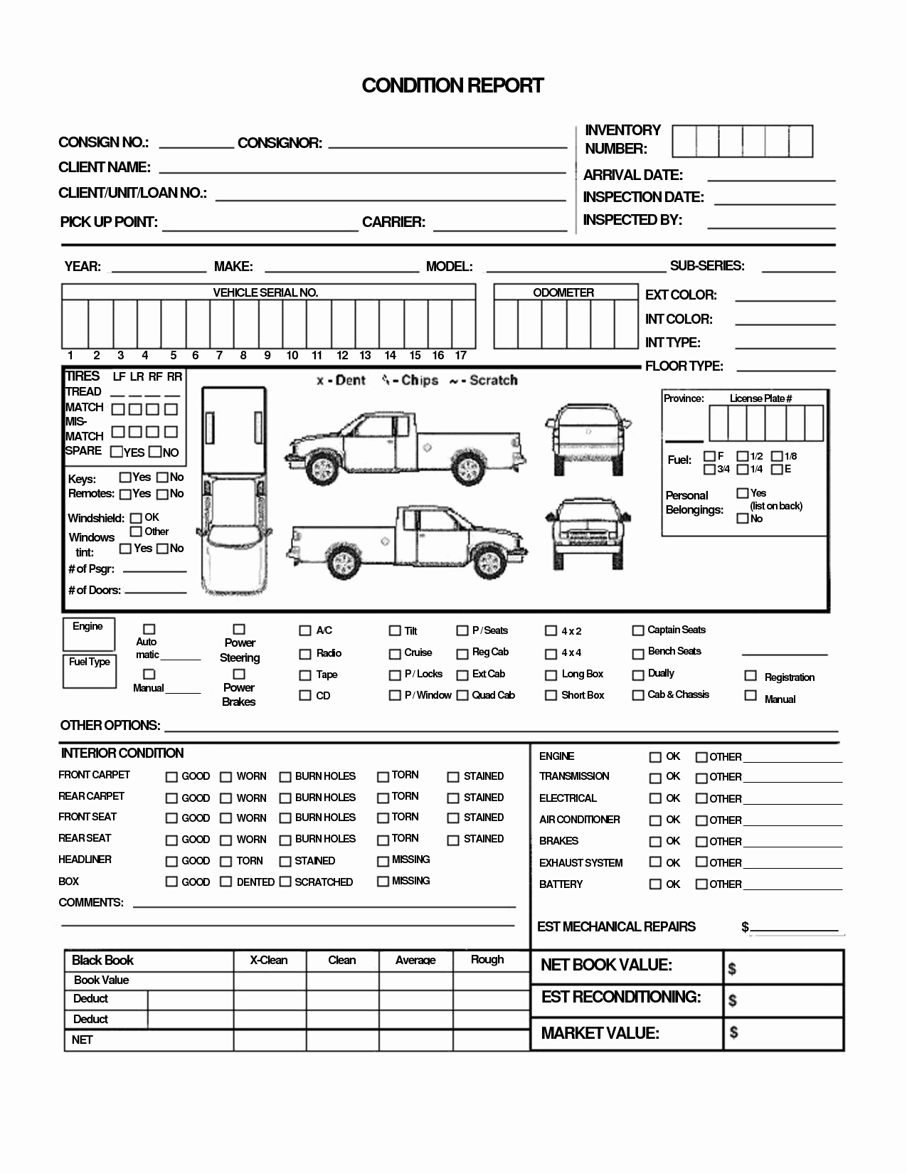 11 Best S Of Pickup Truck Inspection form Template