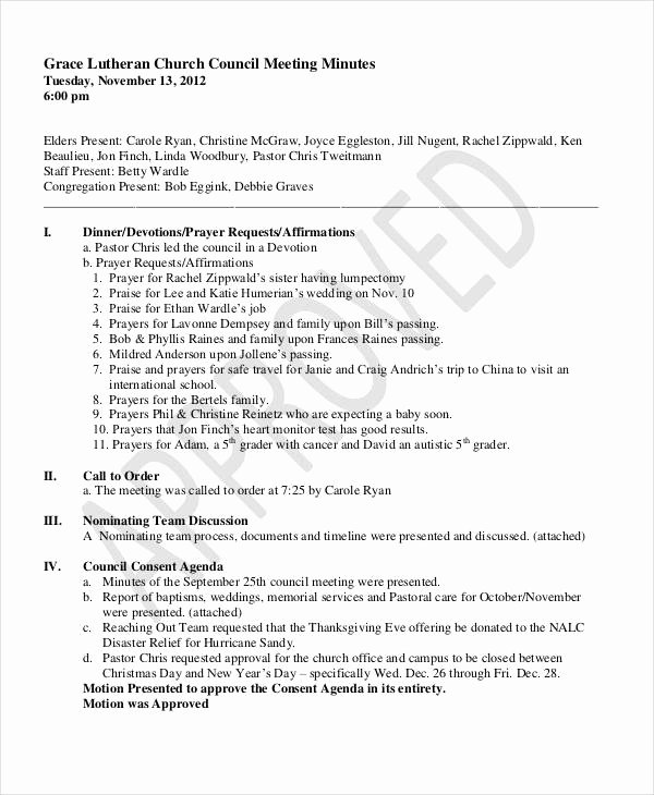 church meeting minutes template