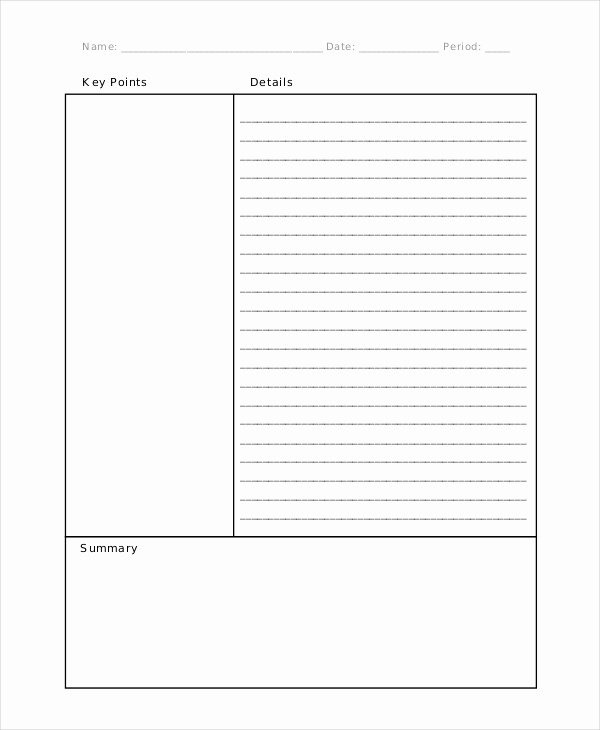 11 Cornell Note Templates Free Sample Example format