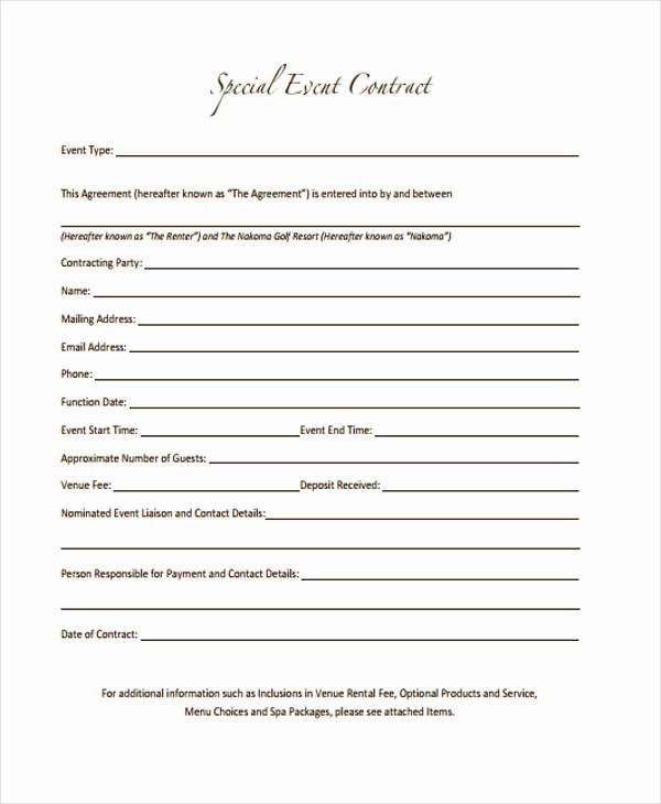 11 event Contract Templates Free Sample Example format