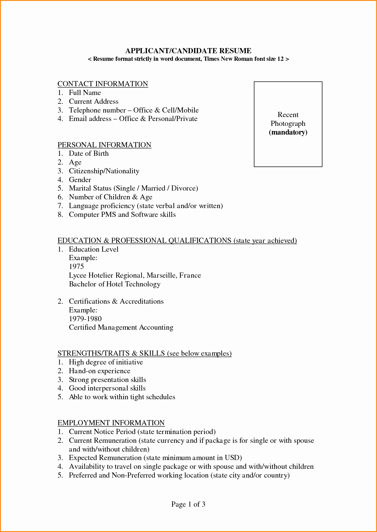 11 Freshers Resume Samples In Word format