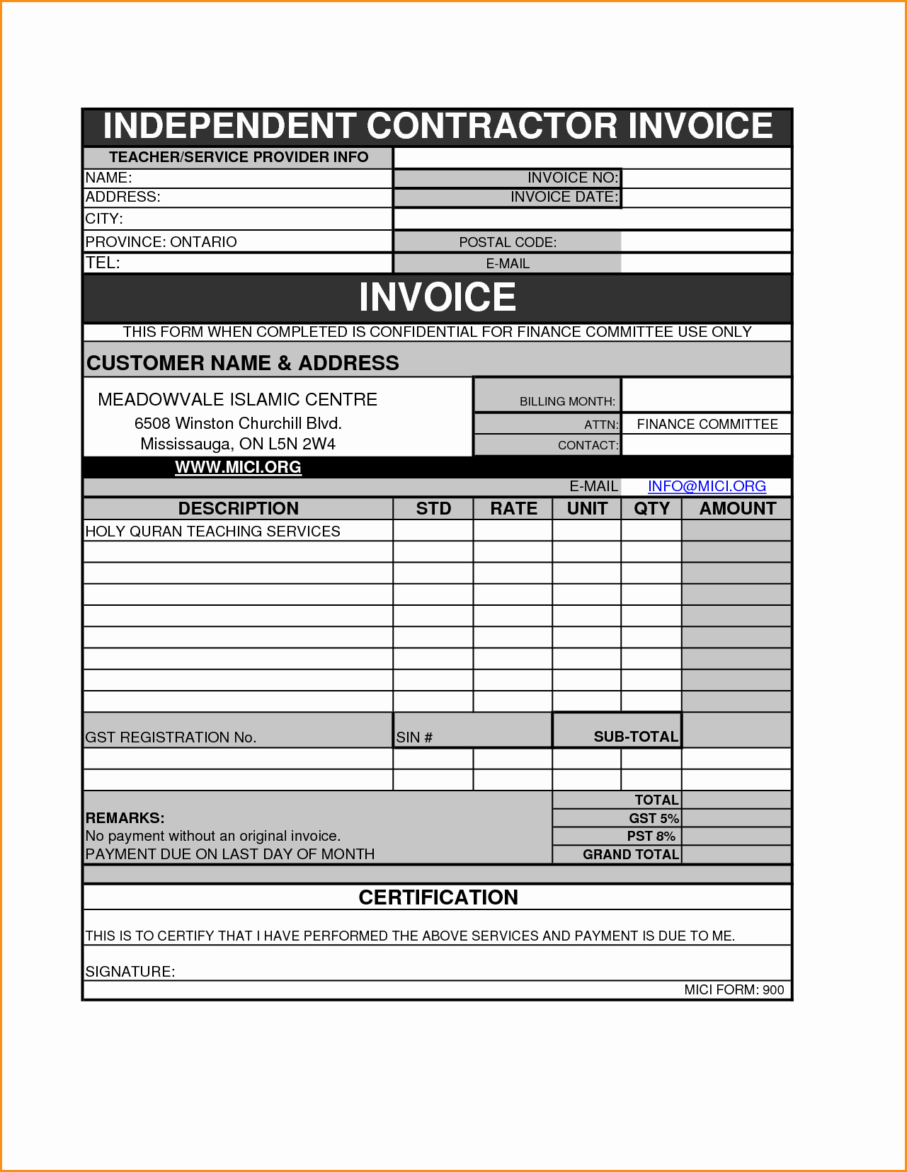 11 Independent Contractor Invoice Template