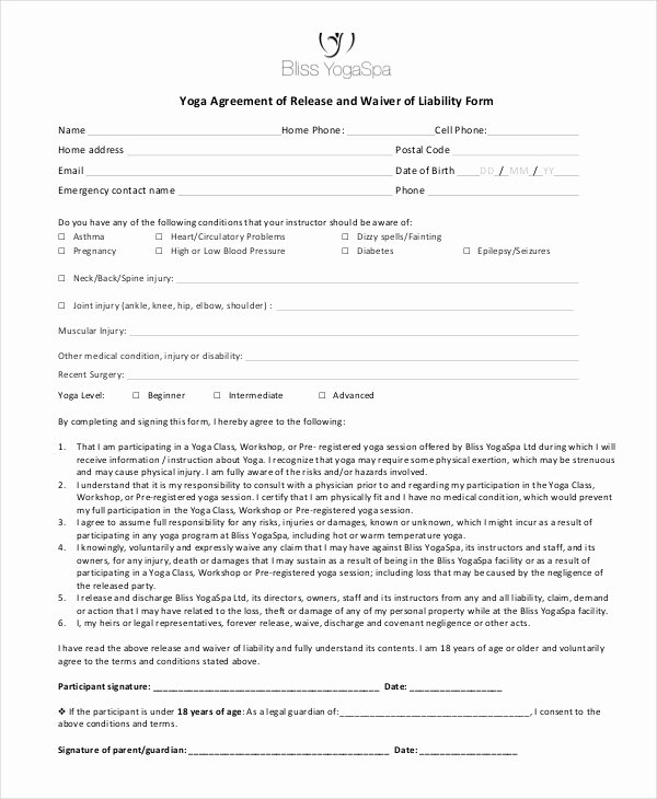 printable liability waiver forms