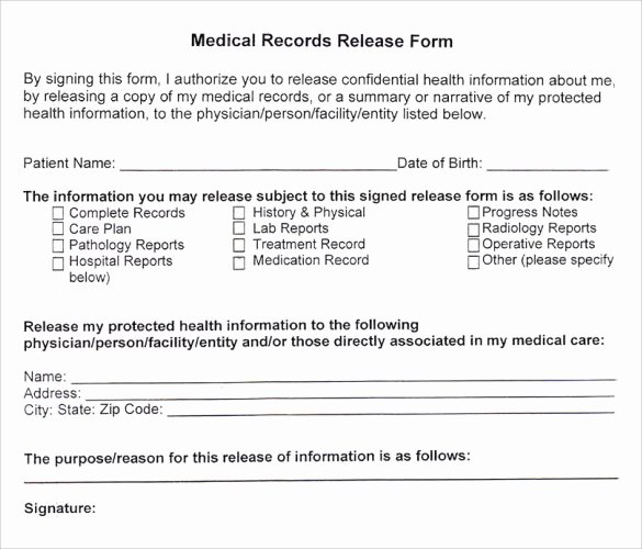 11 Medical Records Release forms – Samples Examples