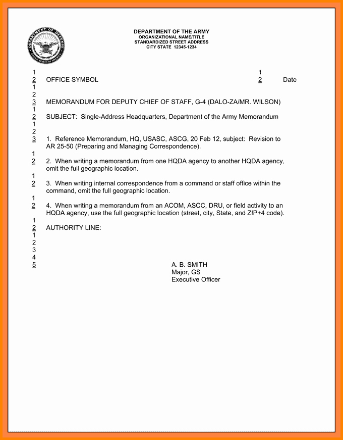Army Memorandum for Record Template | Letter Example Template