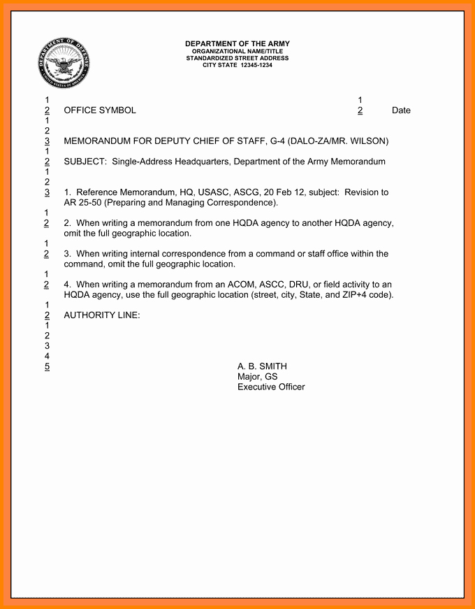 Army Memorandum For Record Template