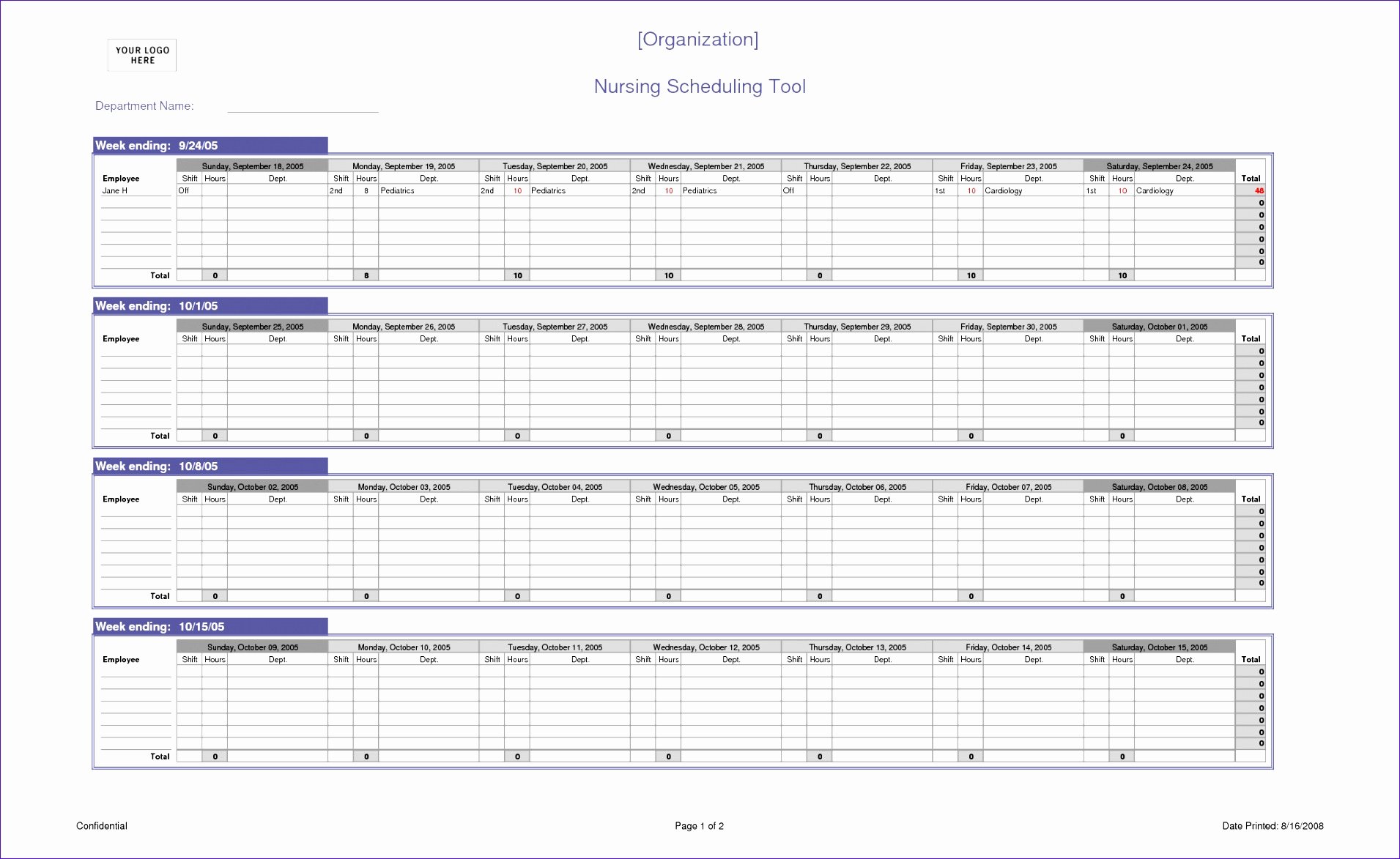 11 Monthly Employee Schedule Template Excel