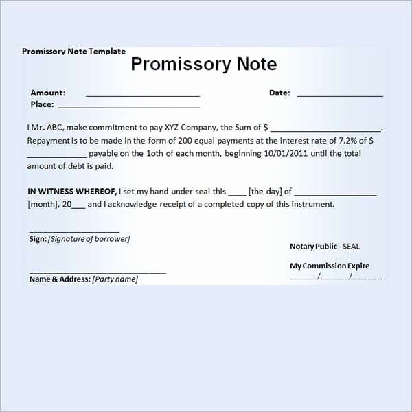 11 Promissory Note Templates Word Excel Pdf formats