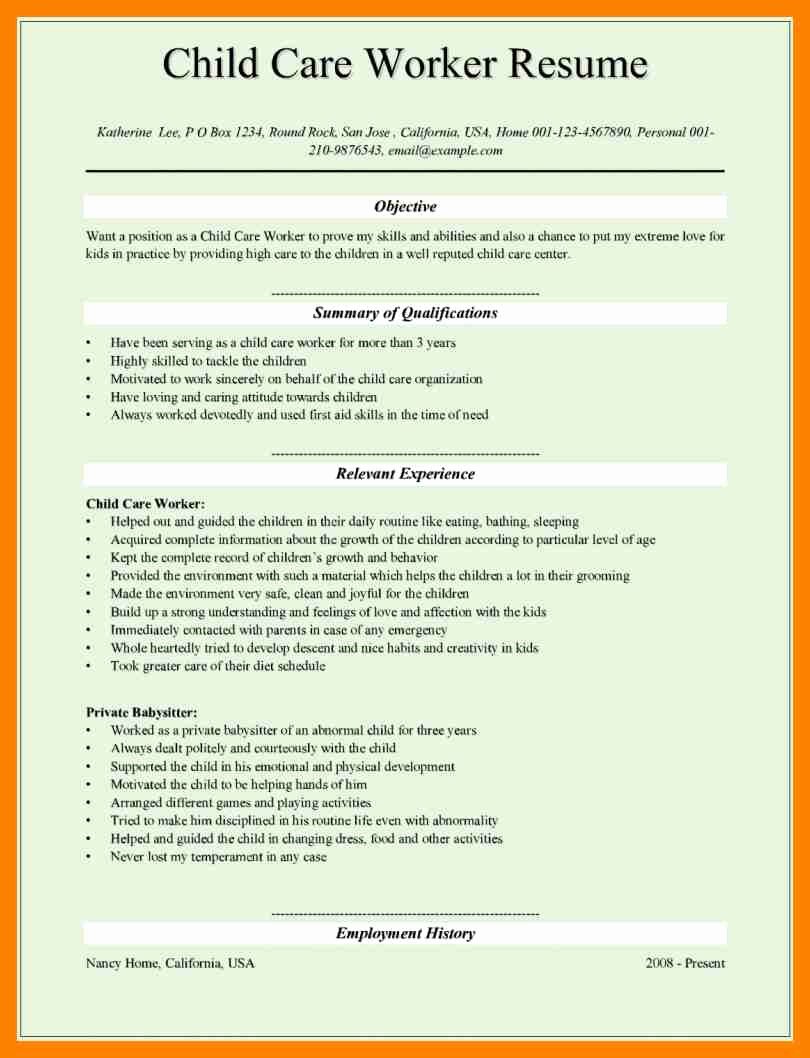11 Resume for Child Care