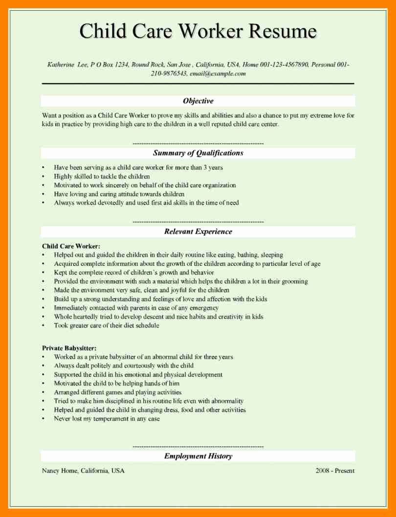 11 resume for child care