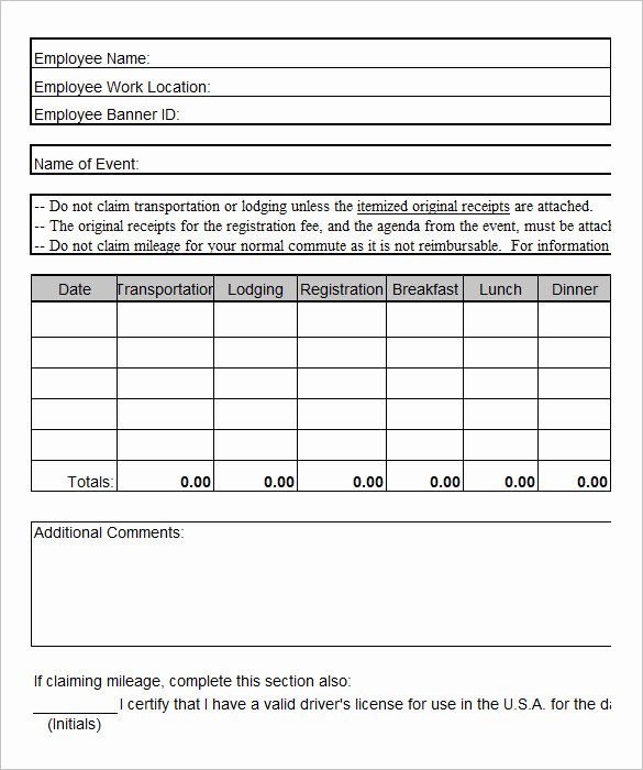 travel expense report template