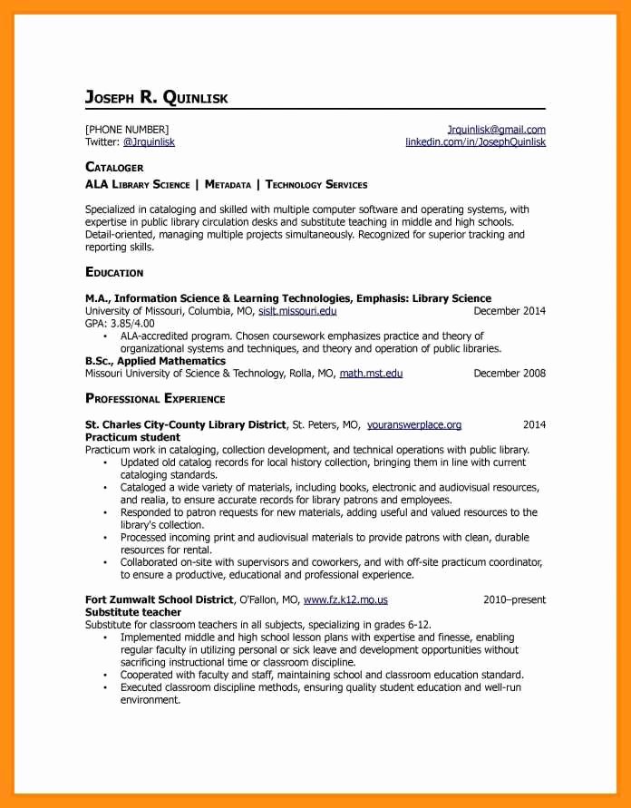 Resume For Librarian Assistant