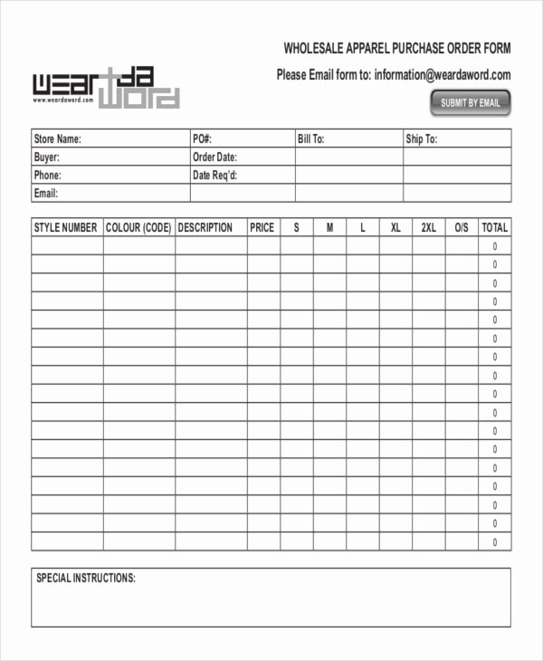 12 Apparel order forms Free Sample Example format