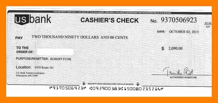 Cashier Check Template Free Printable Templates