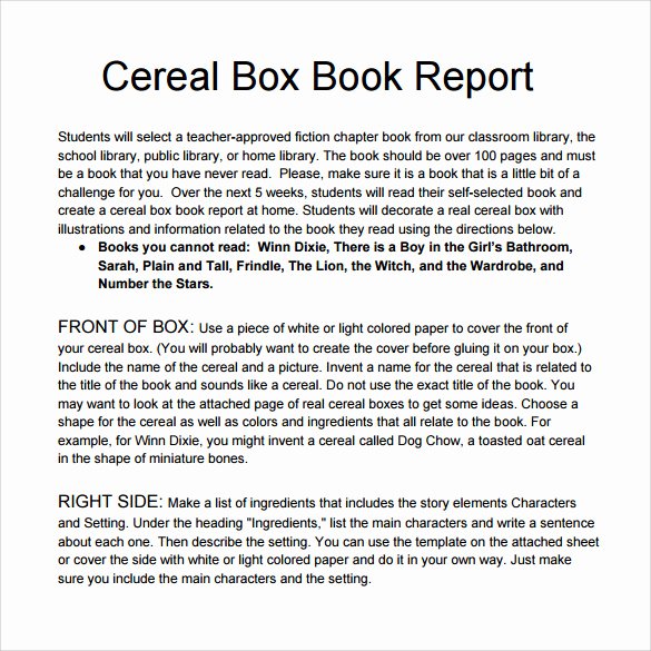 12 Cereal Box Book Report Templates – Samples Examples