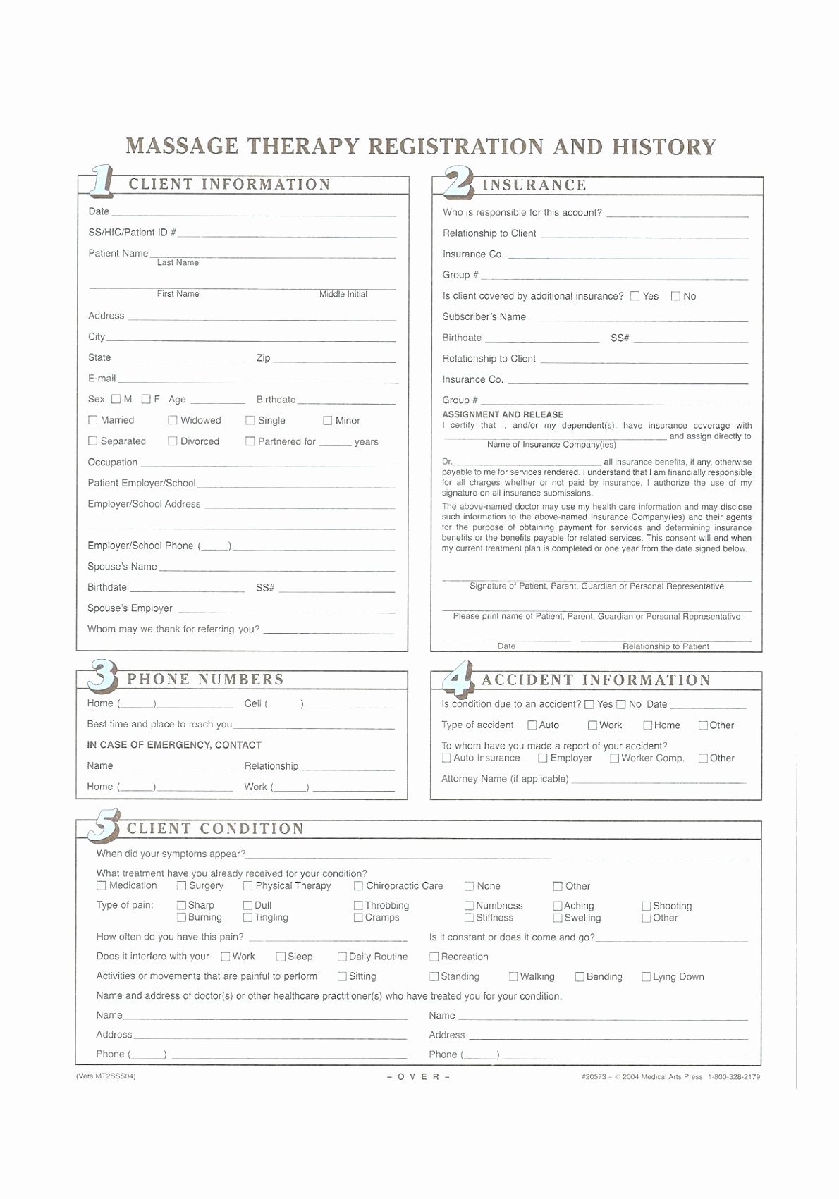 12 Client Intake form Massage therapy Template Yuprt