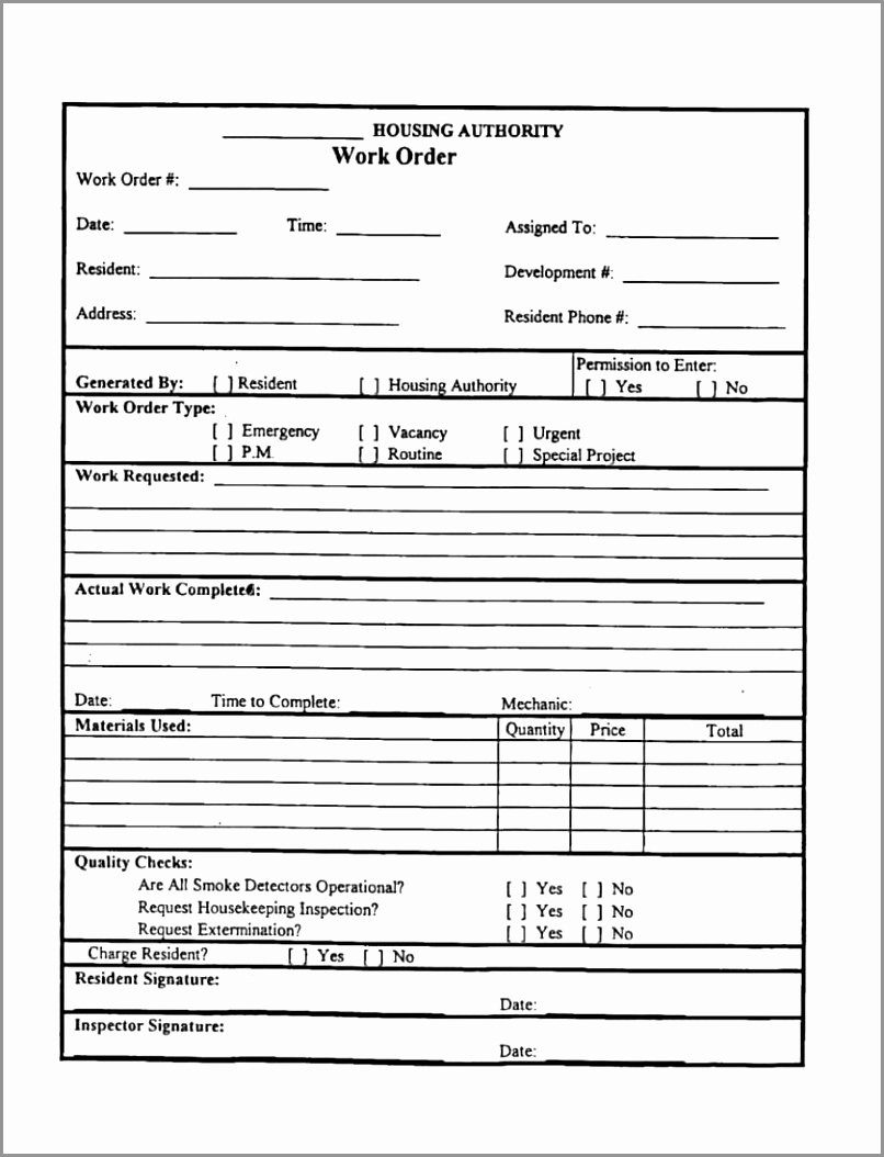 contractor work order template