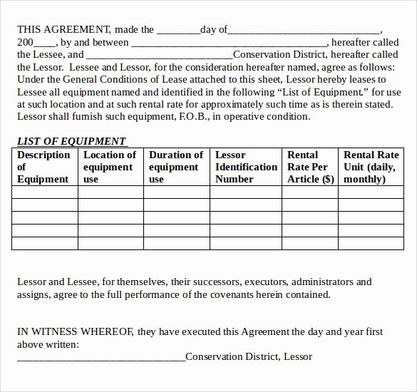 12 Equipment Lease Agreement – Samples Examples &amp; format