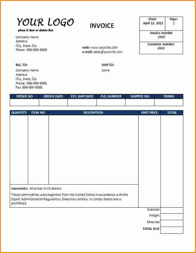 12 Free Invoice Template Excel
