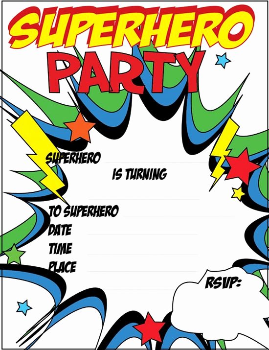 12 Free Printable Blank Superhero Birthday Invitation