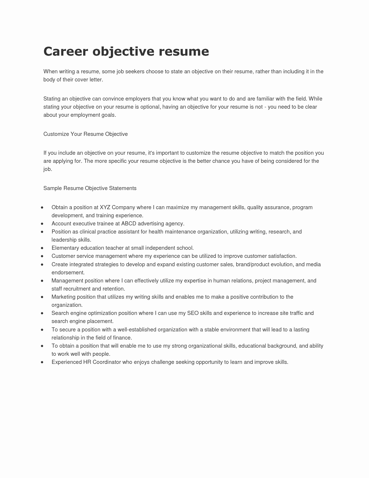 12 general career objective resume