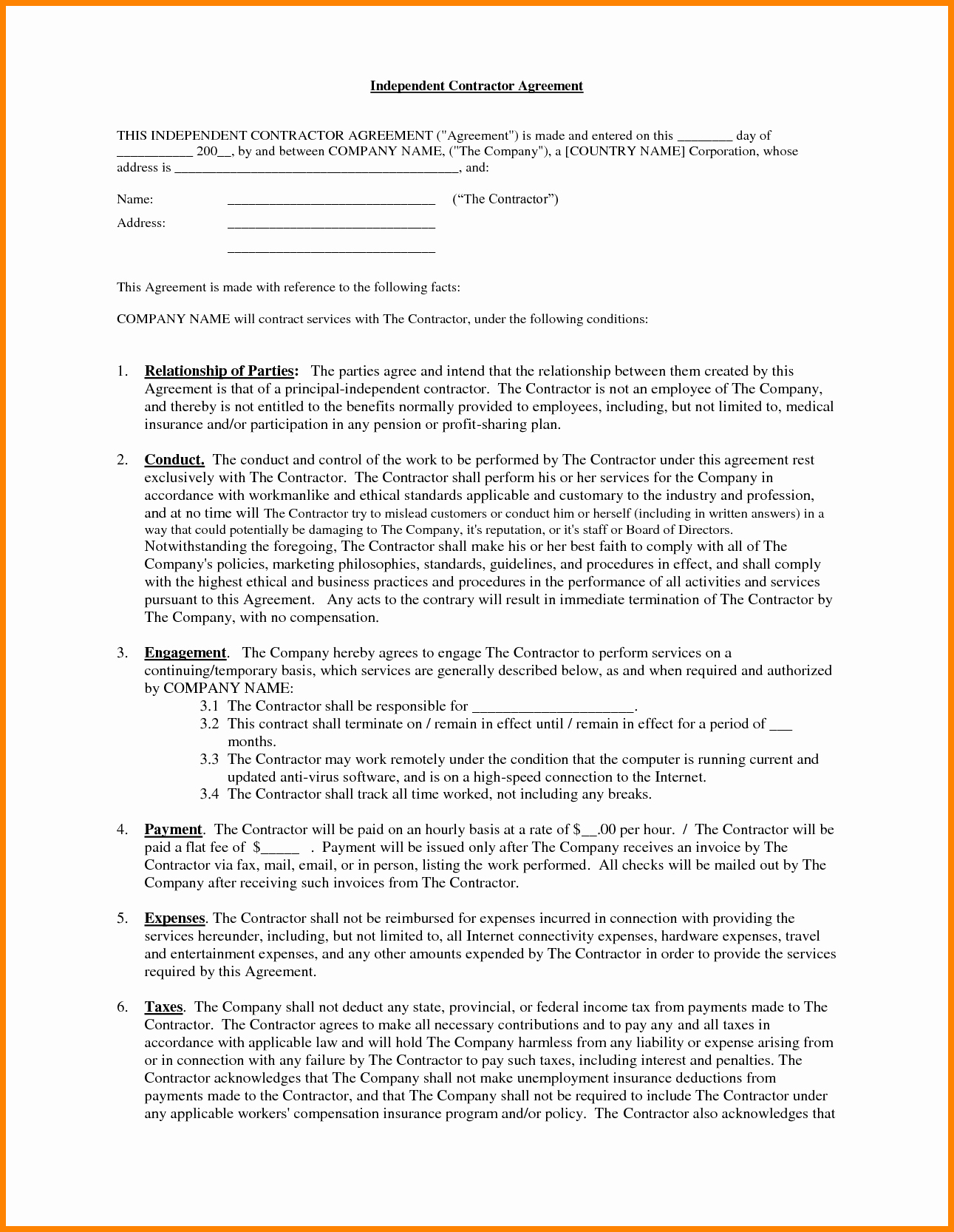 12 Independent Contractor Contract Template