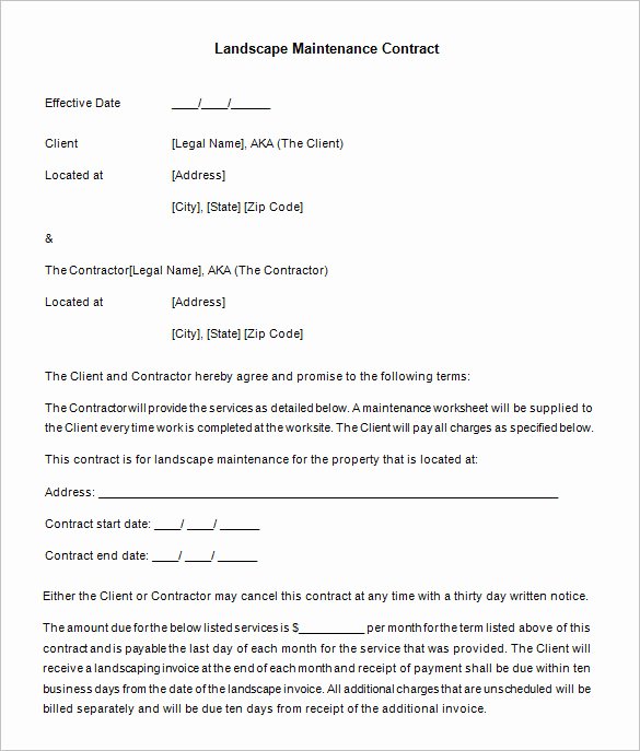 maintenance contract template