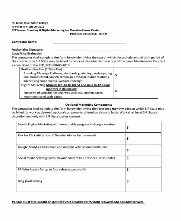 12 Marketing Proposal form Samples Free Sample Example