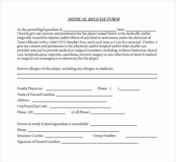 12 Medical Release forms – Samples Examples &amp; formats