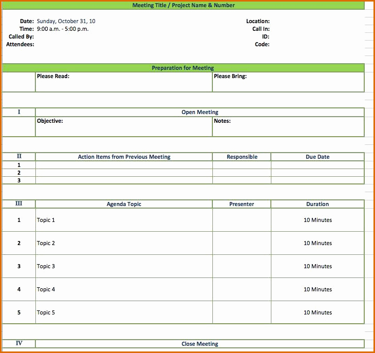12 Meeting Minutes Template Excel