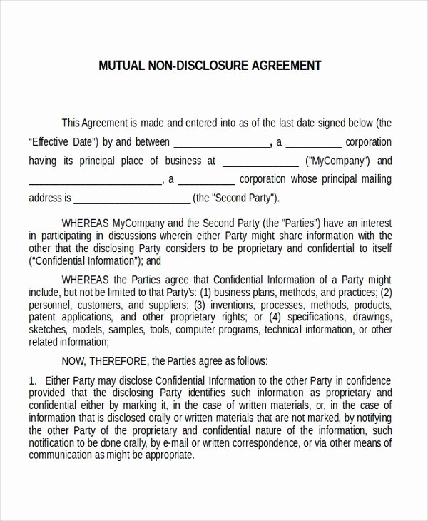 12 Non Disclosure Agreement Templates Free Sample