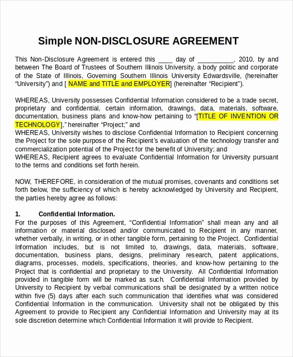 12 Non Disclosure Agreement Templates Free Sample