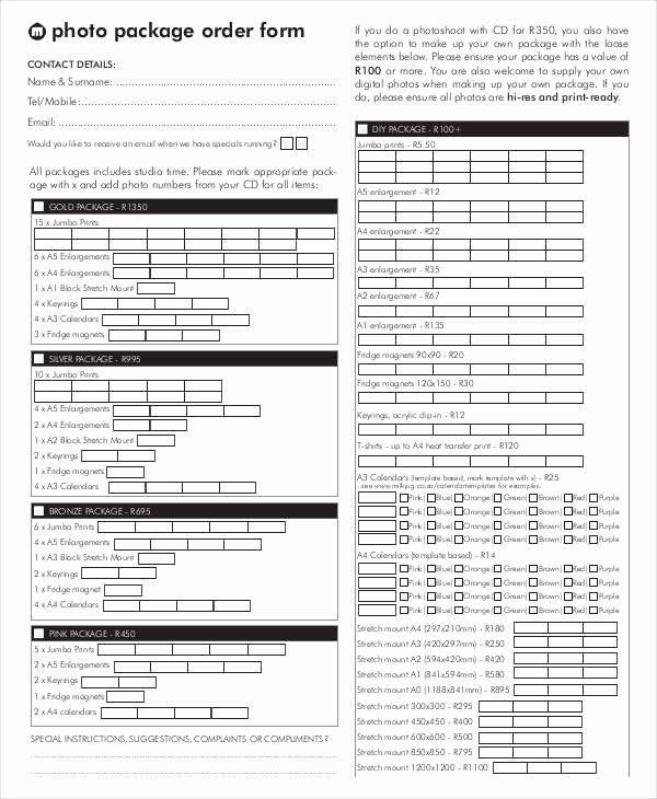 package order form